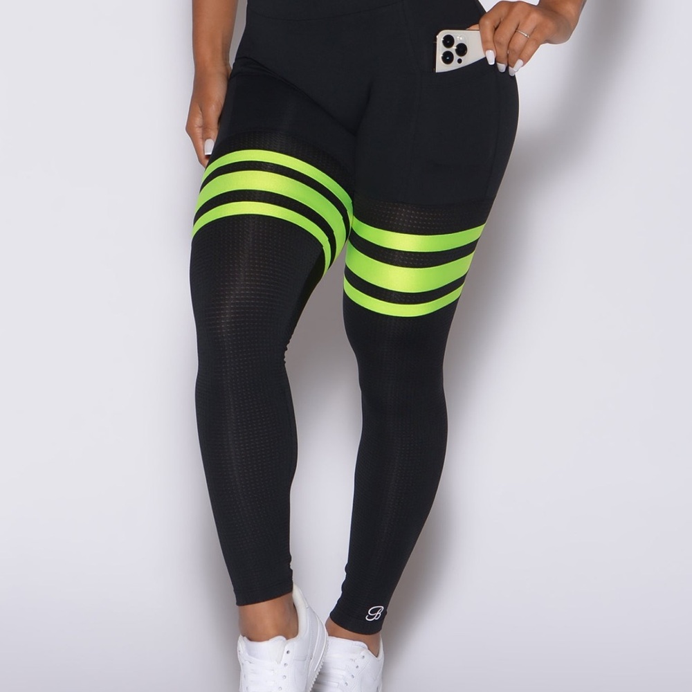 Bombshell Sportswear Black Leggings with Neon Stripes